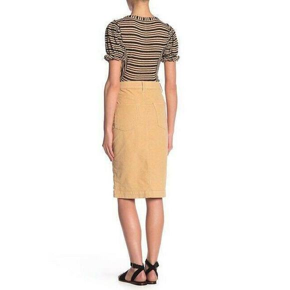 Free People Women's Rosemary Stretch Corduroy Midi Pencil Skirt Praline 25 NWT - Picture 4 of 5